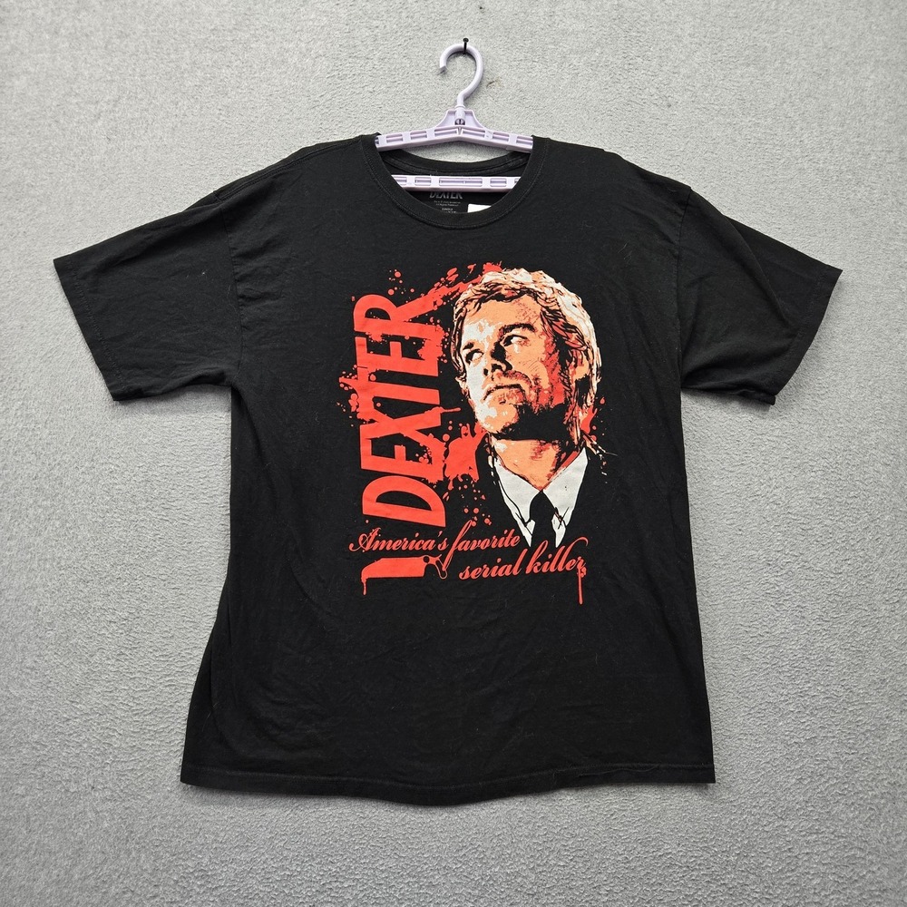 Bioworld Men Shirt XL Black Graphic Dexter Portrait Logo Short Sleeve
